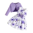 thumbnail image 2 of Tiijoy Girls Outfits Bow Floral Sleeveless Dress with Ruffle Cardigan Jacket, Sizes 2-8, 2 of 8