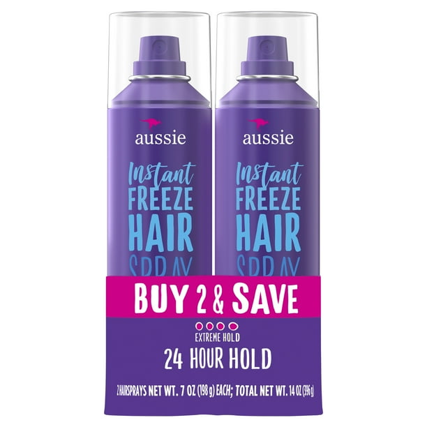 Aussie Instant Freeze Hairspray with Jojoba & Sea Kelp, 7.0 Oz Twin Pk