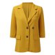 thumbnail image 2 of Chaquetas de traje de Negocios Chaqueta de traje de manga con botones de color sólido informal de primavera y verano para mujer,blazer moda（Amarillo， XL), 2 of 5