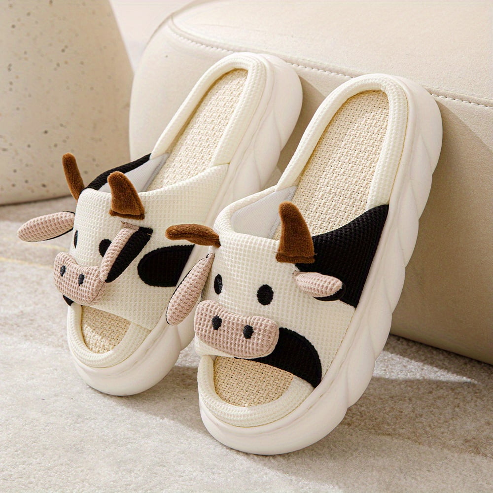 Women's Cartoon Cute Cow House Slippers, Platform Soft Sole Anti-slip Warm  Plush Home Slides, Women's Indoor Cozy Shoes | Walmart Canada