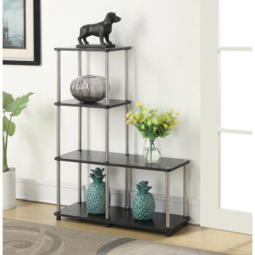 Designs 2 Go Multi-Level Bookcase, Black and Silver