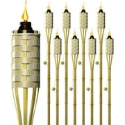 Matney Bamboo Torches - Includes Metal Oil Canisters with Bamboo Covers to Protect from Rain, Great for Outdoor Decorating, Luau, Tiki Parties, 5 ft" Long
