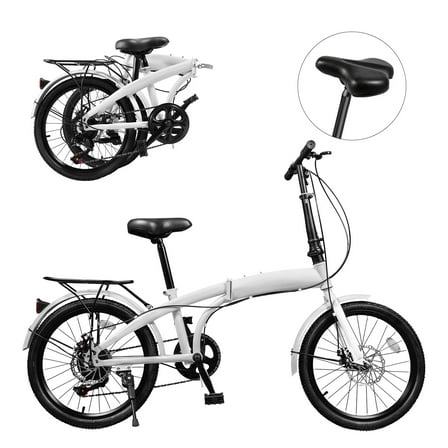 TFCFL Lightweight Folding Bike Full Suspension Bike 20 Inch 7 Speed MTB Bicycles Adjustable Height