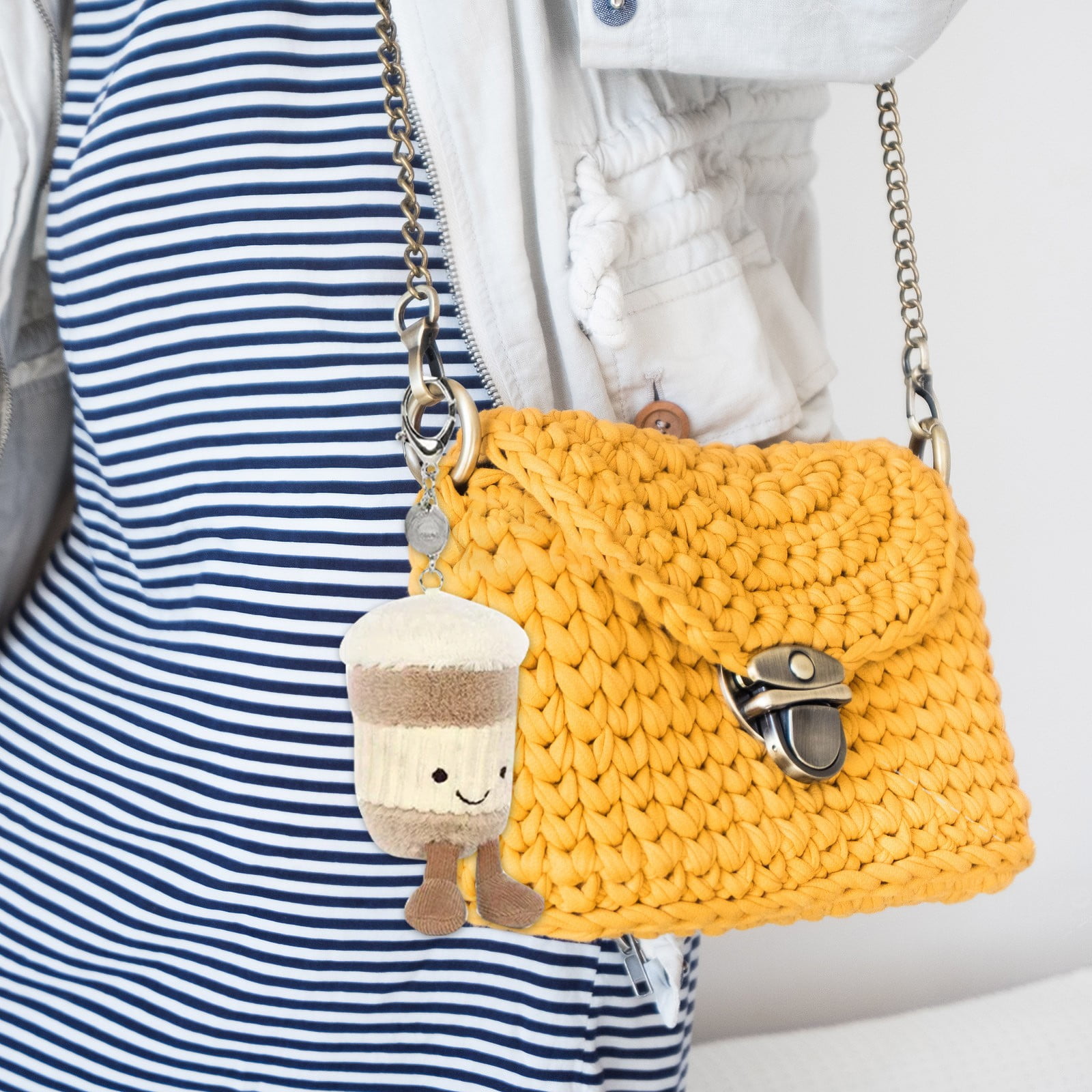 NAOJIE 4.3-In Cute Plush Coffee Cup Keychain & Cartoon Coffee Cup