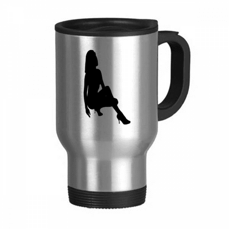 

Hot Woman Squats Outline Travel Mug Flip Lid Stainless Steel Cup Car Tumbler Thermos