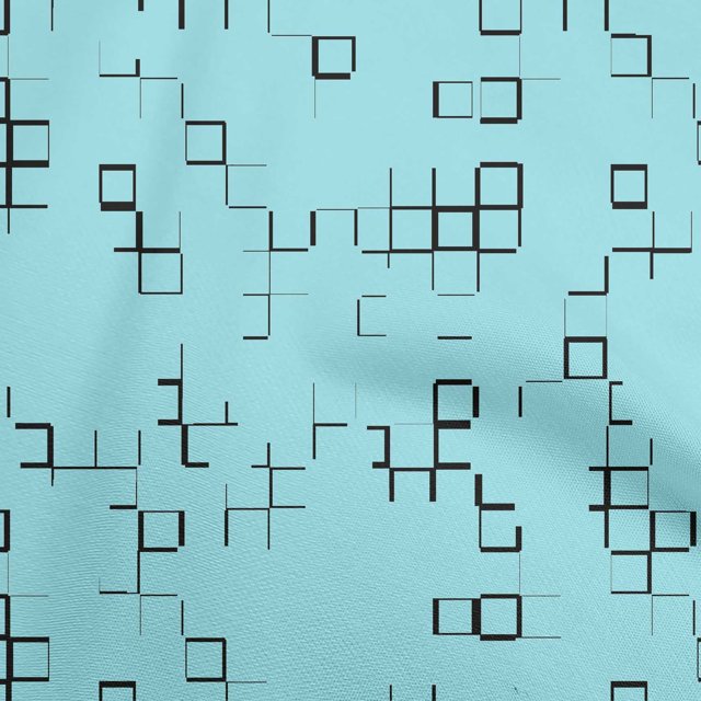 oneOone Rayon Aqua Blue Fabric Geometric Craft Projects Decor Fabric Printed By The Yard 56 Inch Wide