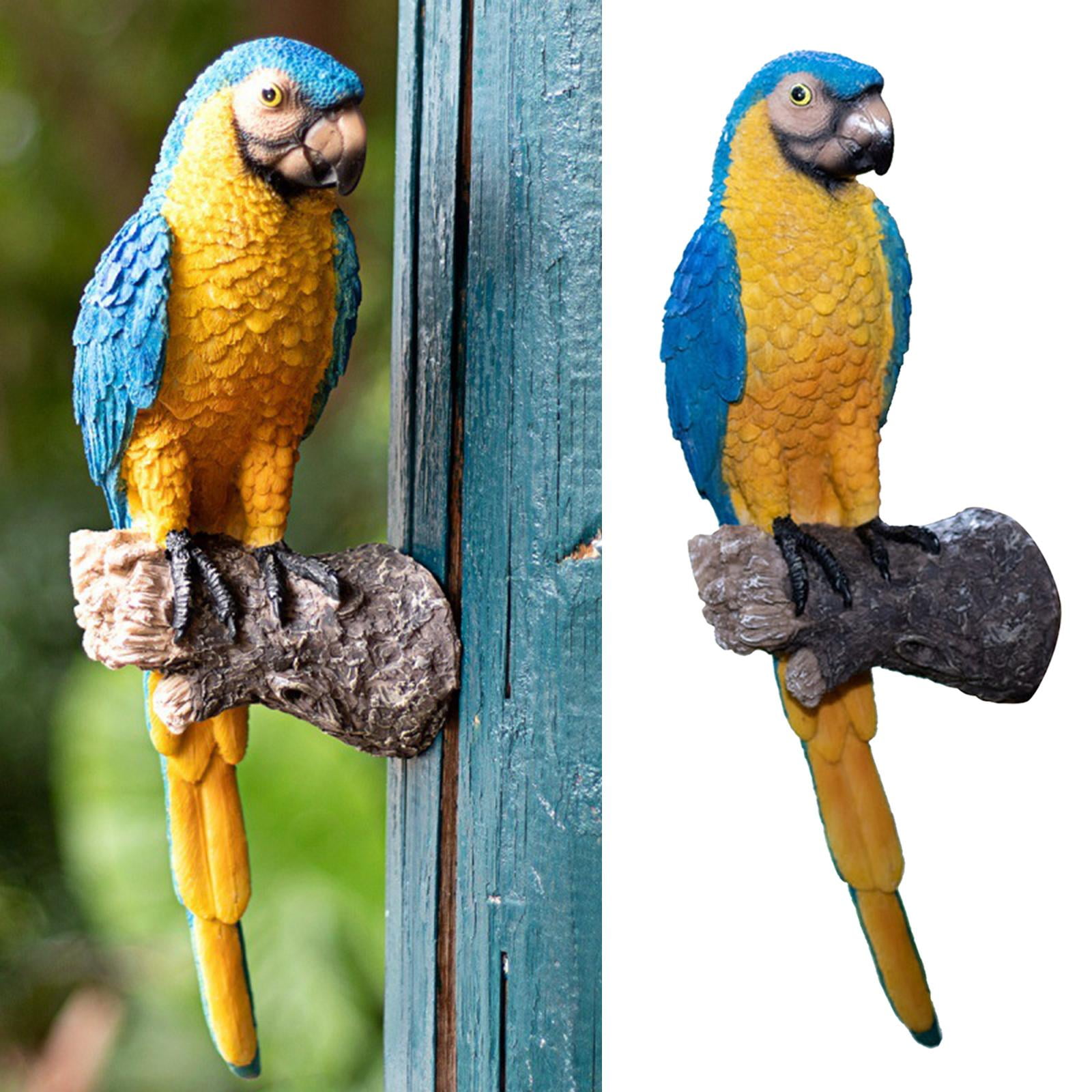 Resin Garden Parrot Statue Wall Mounted DIY Tropical Macaws Wall Sculpture Office Decor Nature Collectors Gifts