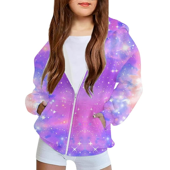 PiGOGI Children's Winter Jacket with Pockets Fleece Lined Hooded Coat for Boys Girls Outdoor Winter Wear Purple 11 Years