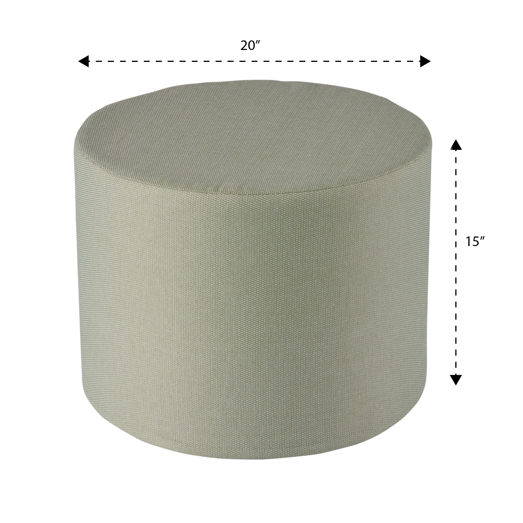 Better Homes & Gardens Round Outdoor Pouf Ottoman, Green, 20 in x 15 in, 1-Piece