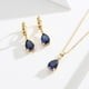 thumbnail image 2 of Hermoso Collar Y Aretes Gota C/ Zafiro Swarovski Oro 14k Lam dorado Unitalla, 2 of 2