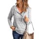 thumbnail image 1 of Women Hoodie Long Sleeve Drawstring Button Front Loose Casual Hooded Sweatshirt with Pocket for Spring Autumn Gray S, 1 of 6