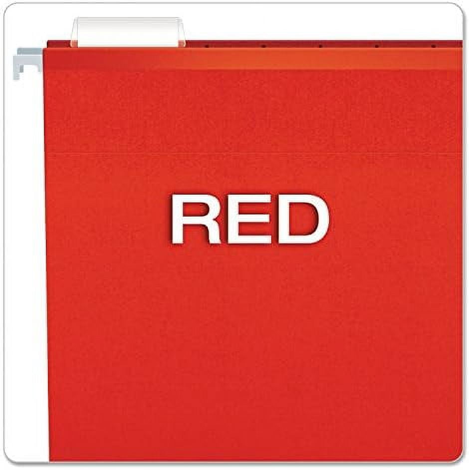 Reinforced Hanging File Folders, Letter Size, Red, 1/5 Cut, 25/BX (4152 1/5 RED)