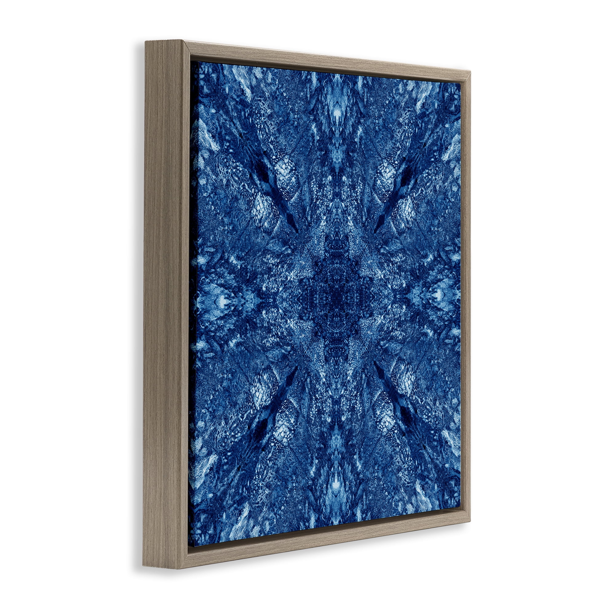 Stupell Industries Centric Symmetry Pattern Abstract Painting Brown Floater Framed Canvas Art Print Wall Art, 18 x 18