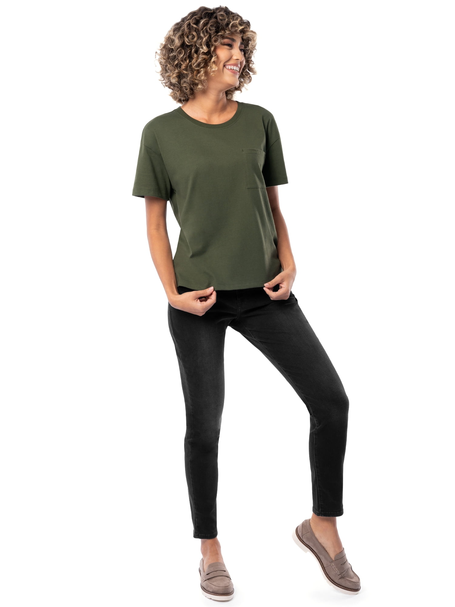 Time and Tru Women's Short Sleeve Boyfriend T-Shirt