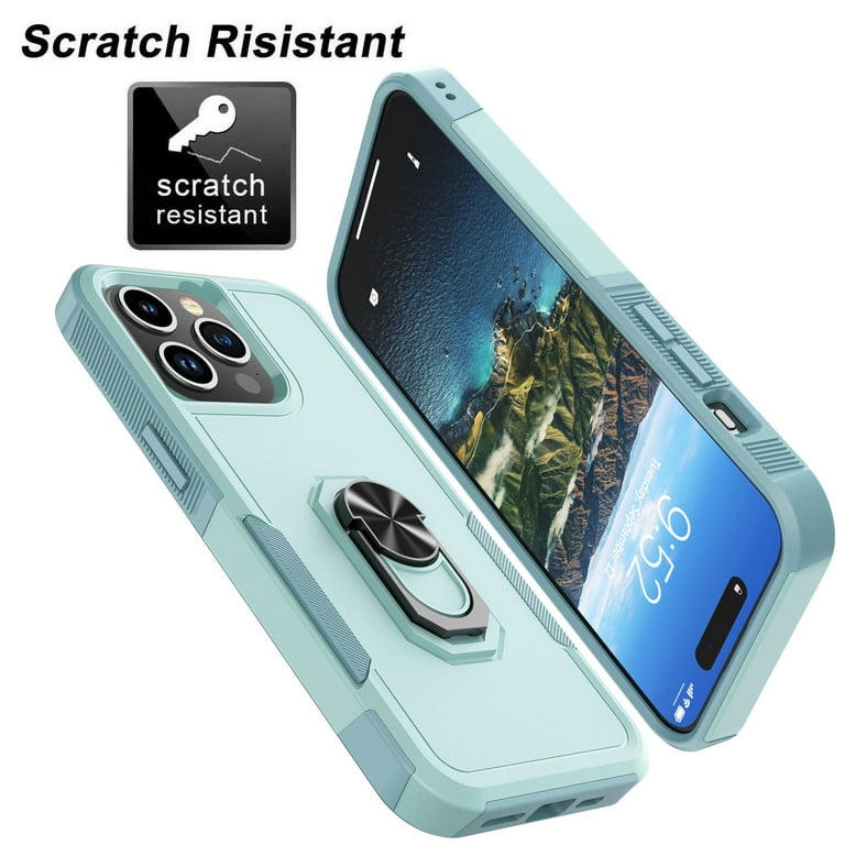WOLLONY Compatible with iPhone 15 Pro Max Square Case, Luxury Elegant Phone  Case with Kickstand Ring Stand for Women Girls Soft TPU Metal Shockproof