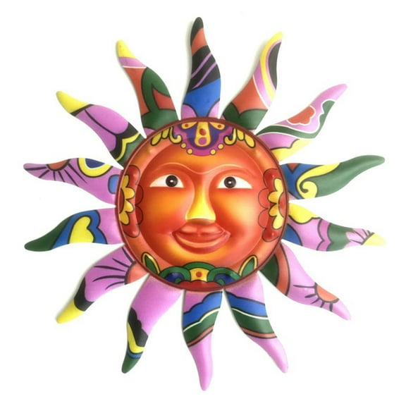 Metal Sun Wall Art Decor 12.8 Inch Sun Face Outdoor Wall Decor Large Hanging Outdoor Metal Wall Art for Farmhouse Indoor Outdoor Home Patio Garden Yard Fence Bedroom Decoration Gift