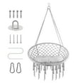 thumbnail image 4 of Macrame Hanging Swing Chairs, Hanging Cotton Rope Hammock Swing Chair for Indoor/Outdoor Home Patio Garden Back Yard，Grey, 4 of 6