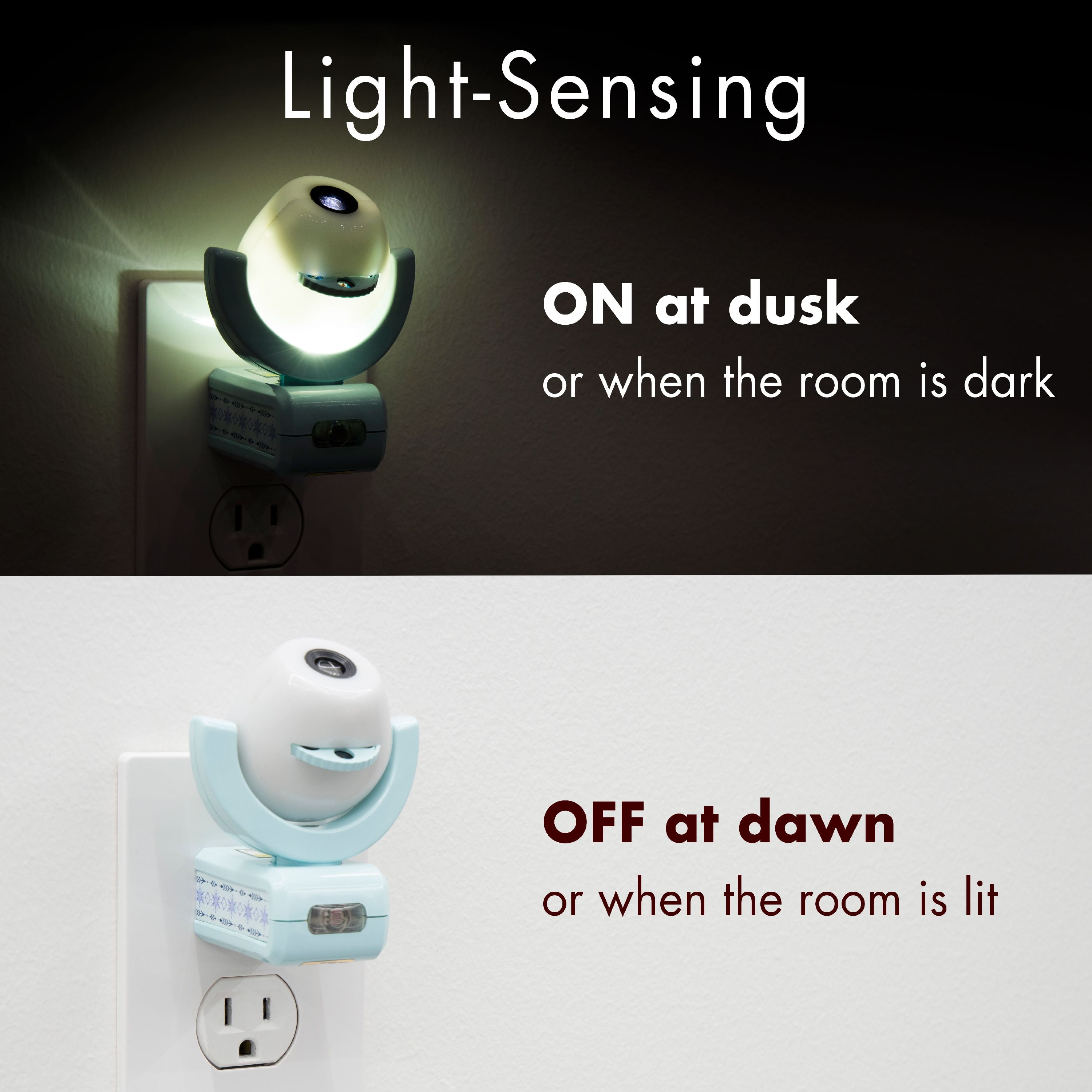 Projectables 6-Image Light Sensing Disney Frozen LED Kids Night Light, Plug in, Bedroom, Bathroom, 45028-T1