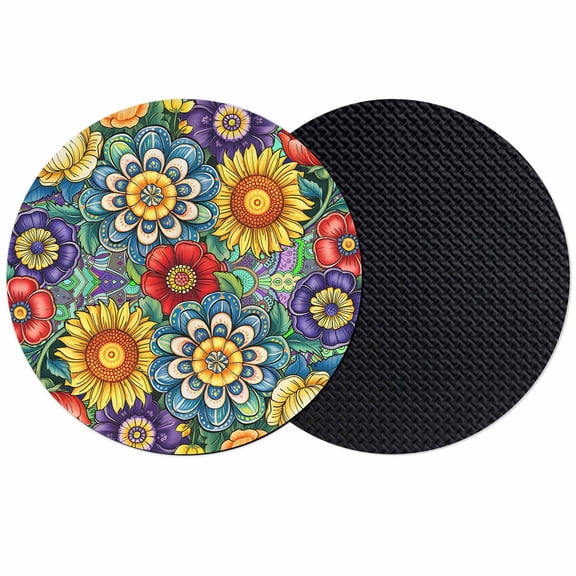 Boho Colorful Floral Coasters Set of 2, Absorbent Coasters for Drinks, Spring Flower Botanical Sunflowers Plant Coaster for Desk Coffee Table Protection, Home Decor House Warming Gifts 4"