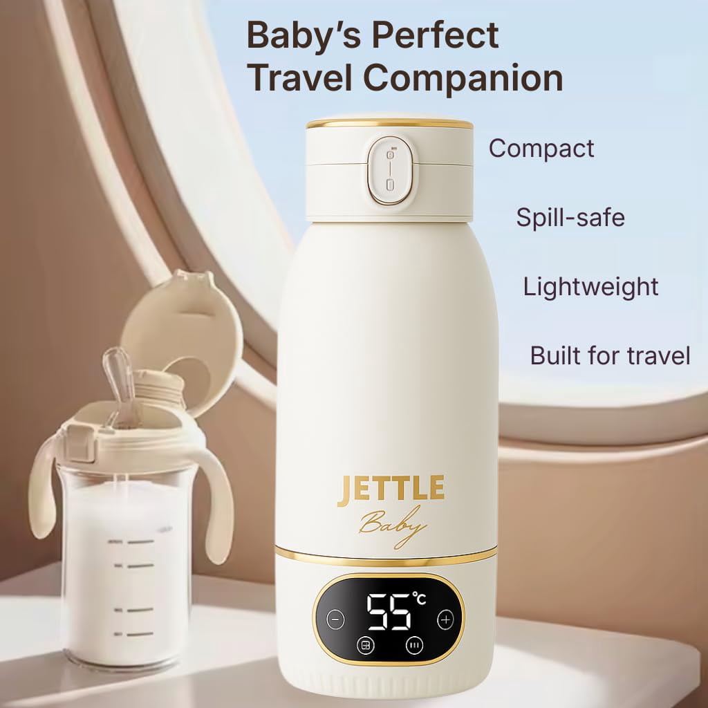 Portable Baby Bottle Warmer 500ml - Baby-Safe Travel - Cordless Rechargeable Formula & Breast Milk Warmer with LED Temperature Control