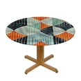 thumbnail image 3 of Orinice Orange Blue Geometric Shapes Round Table Cover Stain Resistant Washable for Indoor Outdoor Kitchen Dining Wedding Parties 100% Polyester Fiber 31-35, 3 of 8