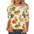 thumbnail image 4 of Xuyuer Women's Easter Printed 3/4 Sleeve T-Shirt, Cute Casual Summer Top Trendy Blouse Outfit for Holiday, 4 of 9