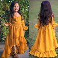 thumbnail image 1 of Bébé bébé Filles Boho Robe Flare Manches Longue Volant Princesse Parti Robe de Plage Sundress, 1 of 4