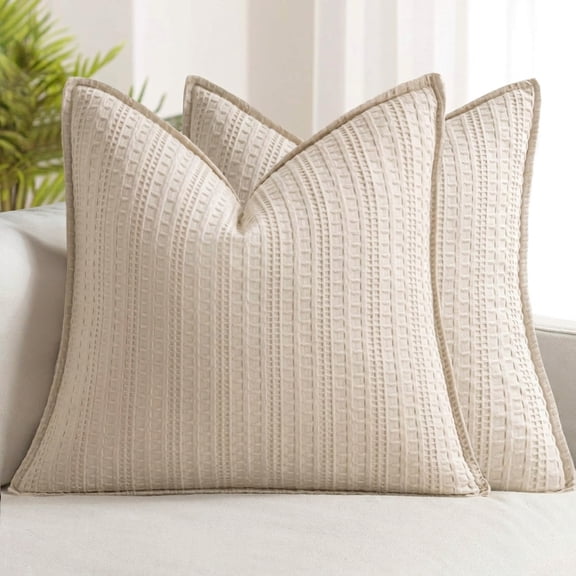 Oatmeal 26" x 26" Cotton Waffle Weave Euro Pillow Sham Set of 2