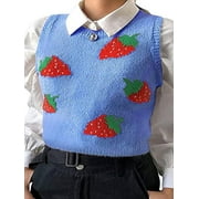 EYIIYE Women Sleeveless Strawberry Print High Waist Tank Vest Tops