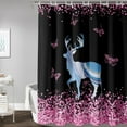 thumbnail image 3 of Marble Deer Shower Curtain,Pink Star Butterfly Bath Curtain,Tie Dye Deer Silhouette Printed Black Waterproof Shower Curtain,Modern Minimalist Bathroom Decor 72" W x 72" H, 3 of 6