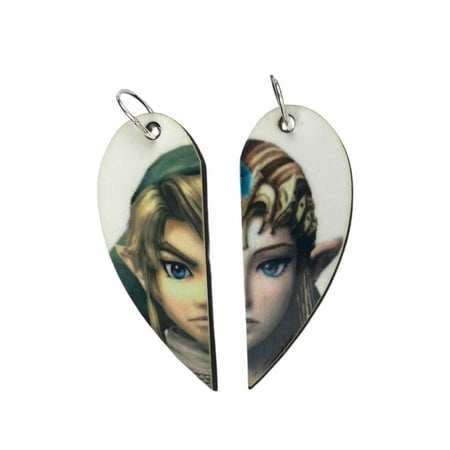 Link and Zelda Matching Heart Necklaces Keyrings or Earrings | Couples or BFF Gift | Legend of Zelda Gift for Him or Her