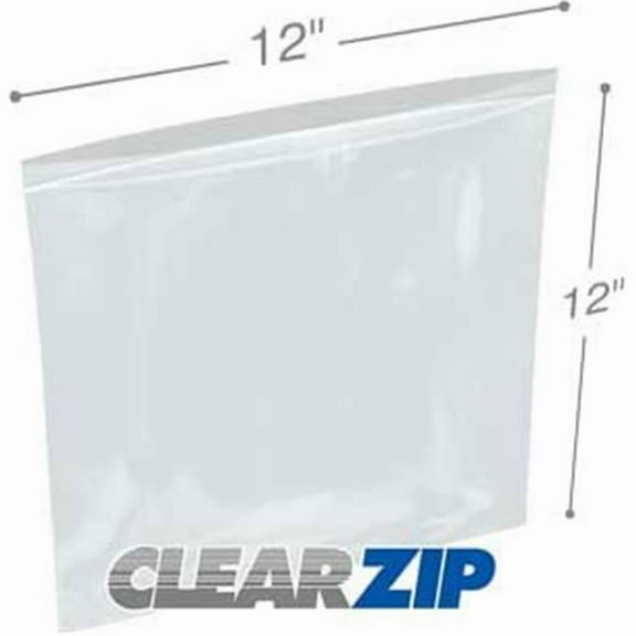 International Plastics CZ41212 12 x 12 in. ClearZip Lock Bags, 0.004 Gauge - Case of 500