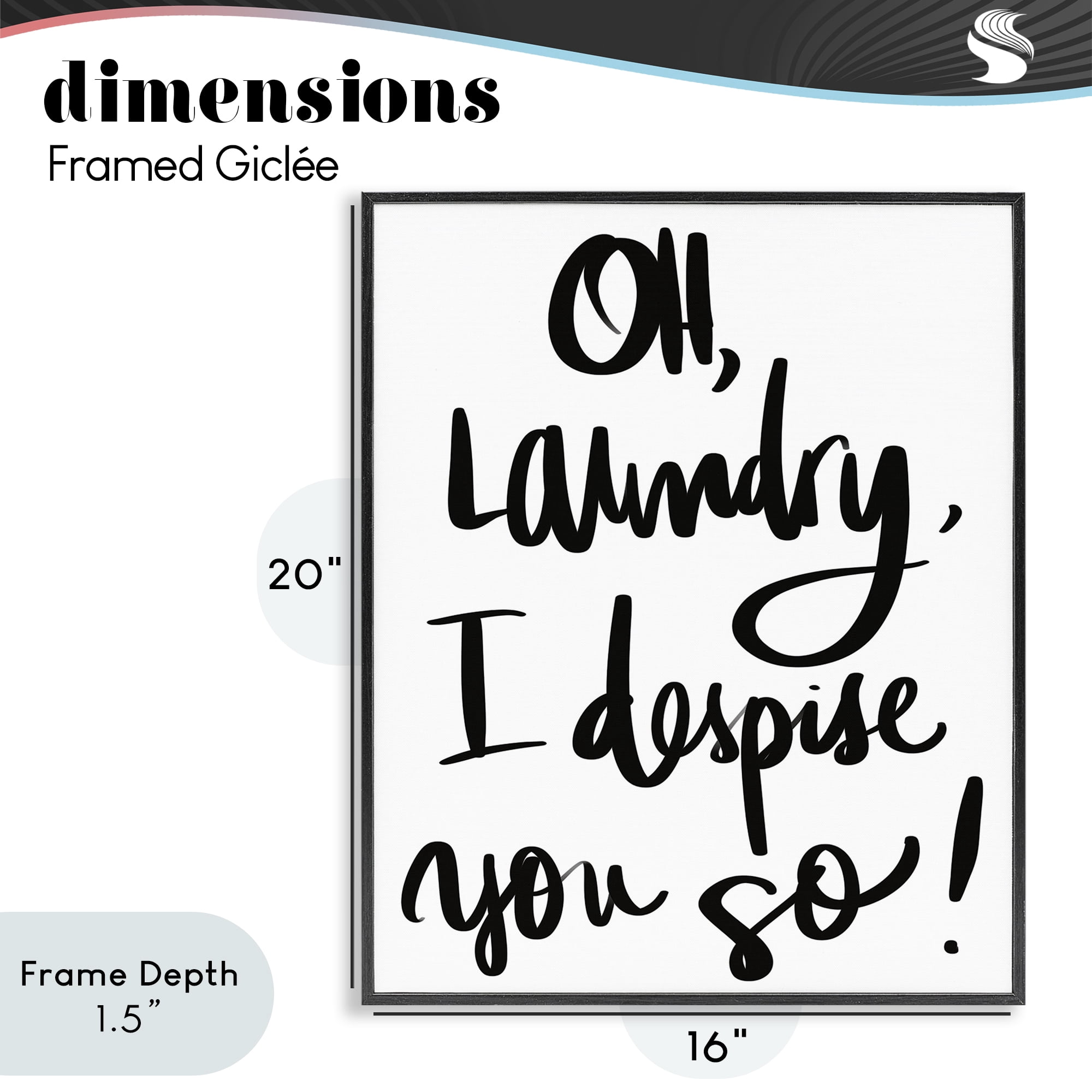 Stupell Industries Laundry I Despise You Black Framed Giclee Art, design by SD Graphics Studio
