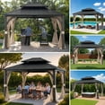 thumbnail image 5 of Sunjoy Hard Top Gazebo, 13ft x 15 ft, Patio Steel Frame, 2 Tier Metal Roof, with Netting, 5 of 14