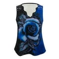 thumbnail image 4 of Wycnly Tank Tops Rose Graphics V-Neck Sleeveless T Shirts for Women Vintage Lace Trim Slim Fit Metal Strap Tunic Blouses Blue XXL Clothes, 4 of 6
