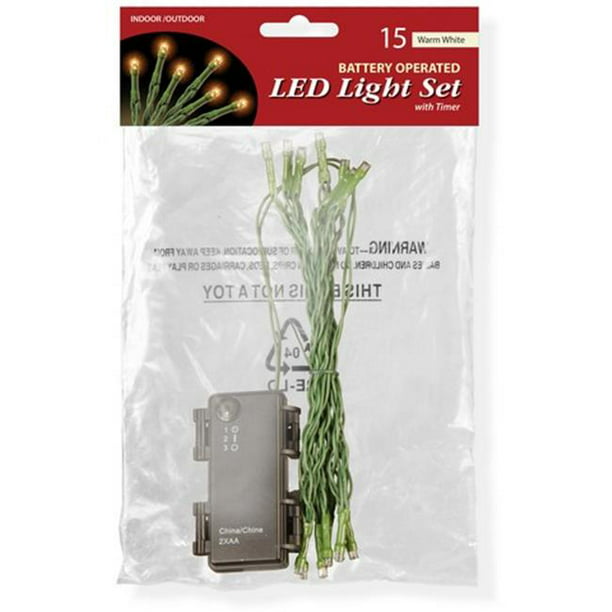 National Tree LS-883-15W-B 15 Ampoule Blanc Chaud Batterie Fonctionne Lumières LED dans Poly Sac