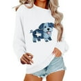 thumbnail image 2 of Uootdi Cute Animal Print Graphic Long Sleeve Sweatshirt for Women Crewneck Denim Patches Animal Vintage Pullovers Tops Casual Loose Outfits for women Gift, 2 of 5