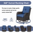 thumbnail image 3 of Unnifurnzi Outdoor Swivel Rocker Patio Chairs-Wicker Patio Swivel Chairs Set of 2 PE Rattan Patio Furniture for Porch Deck Balcony Garden-Brown/Blue, 3 of 7