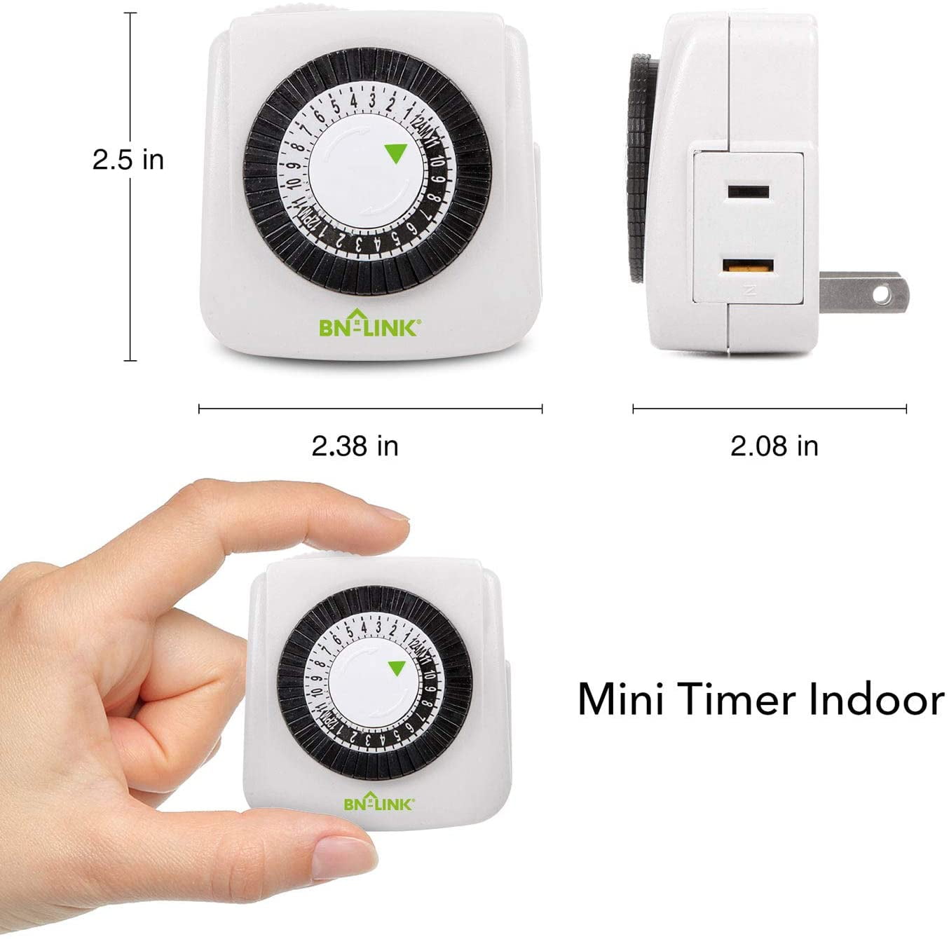 1 Pcs Indoor Mini 15Min-24Hour 22A Mechanical Outlet Timer 3-Prong