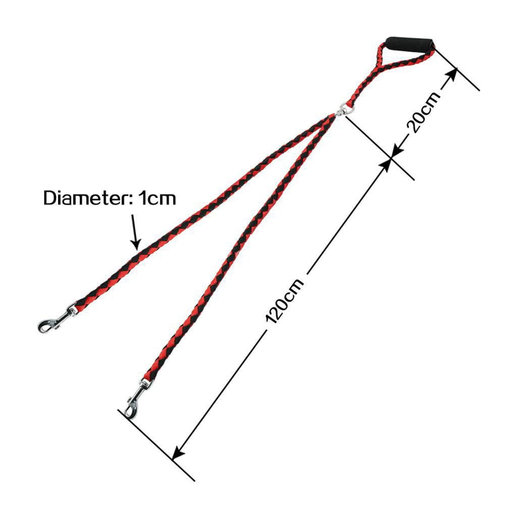 4.6 FT Double Dog Leash Coupler, Tandem Leash for Two Dogs, 360° Swivel Rotation Dual Strong Dog Leash Splitter, for Large Medium Strong Puppy Dogs Red
