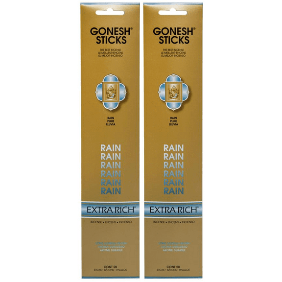 Gonesh Incense Sticks RAIN EXTRA RICH 2 Pack Sealed for Optimum Freshness (160 Incense Sticks Total Count)