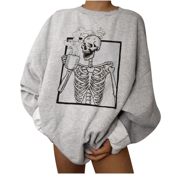 Sudadera con capucha y manga larga con estampado informal de Halloween para mujer