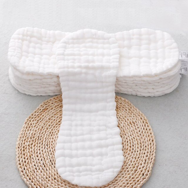 Baby Diapers 12-layer Newborn Washable Reusable Cotton Diaper Breathable Infant Nappy Inserts Cloth Diaper Panties Baby CareWhite36x15cm He Qiyong unisex