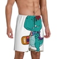 thumbnail image 2 of Kdxio Cute Dinosaur Print Mens Sleep Shorts Bottoms Soft Comfy Pajama Wear Pants with Drawstring Pockets, 2 of 7