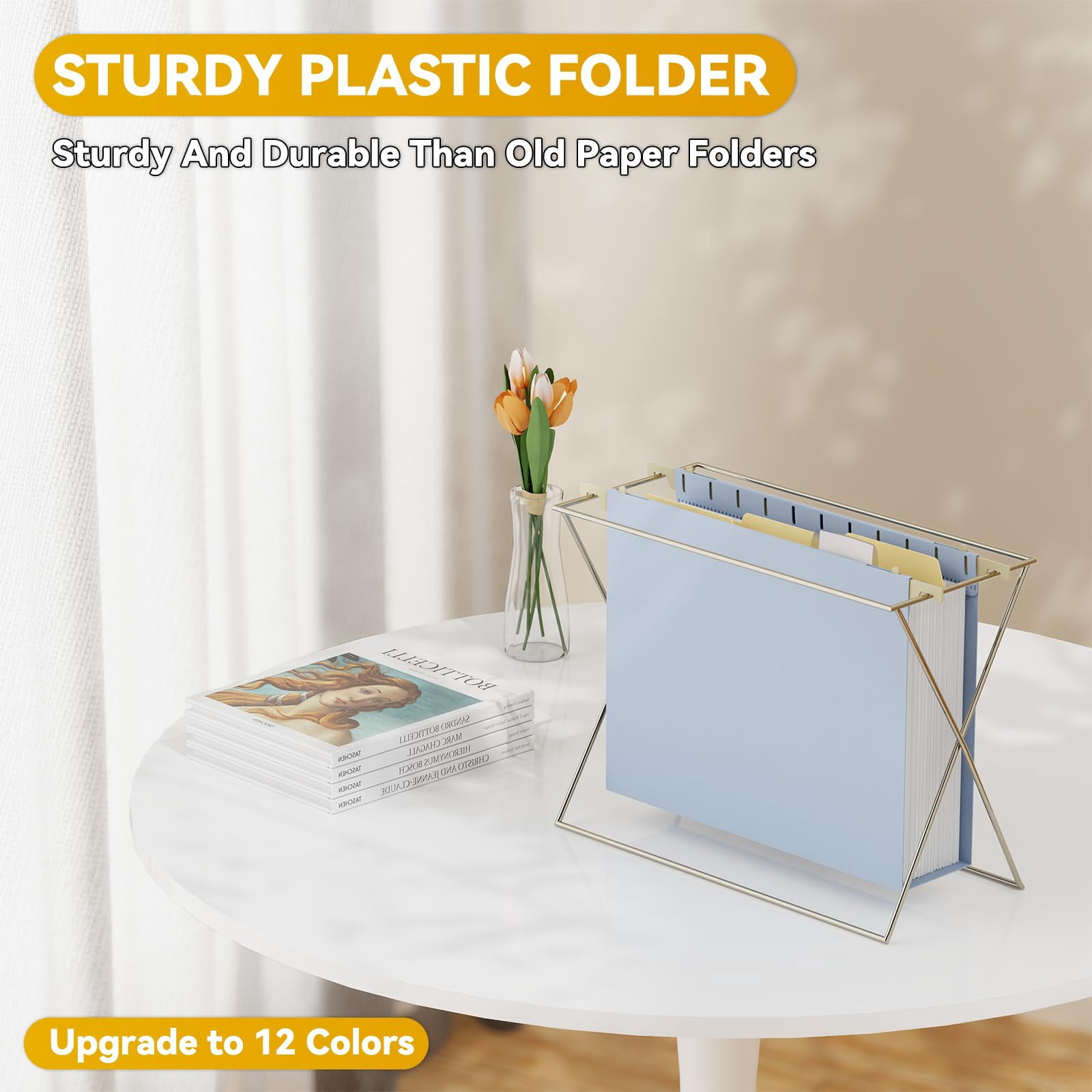 Plastic Extra Capacity Hanging File Folder Letter Size Heavy Duty 2" Expandable With Tabs Reinforced Job Cabinet Folders 12 Pack Pastel Hang For Box Drawers Frame