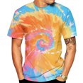 thumbnail image 3 of LIIPEE Men T Shirts Casual Crew Neck Short Sleeve Spiral Stripe Printed T Shirt Male Colorful Tie Dye Fashion Tees Comfortable Soft Breathable Daily Clothes,Yellow,L, 3 of 4