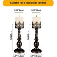 thumbnail image 3 of Candle holders for column candles gothic matt black vintage long candle holders set 2, 3 of 5
