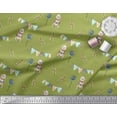 thumbnail image 3 of Soimoi Green Poly Georgette Fabric Monkey & Lollipop Party Print Fabric by the Yard 52 Inch Wide, 3 of 3
