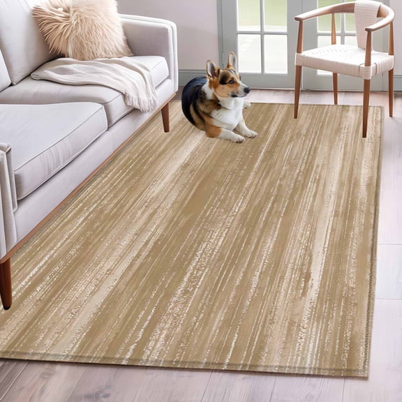 Rectangle Area Rugs 2.7 x 5 Ft, Brown Non-Slip Residential Carpet, Vintage Modern Abstract Art Ombre Indoor Crawling Mats Runner Rugs for Living Room/Dining Room/Bedroom