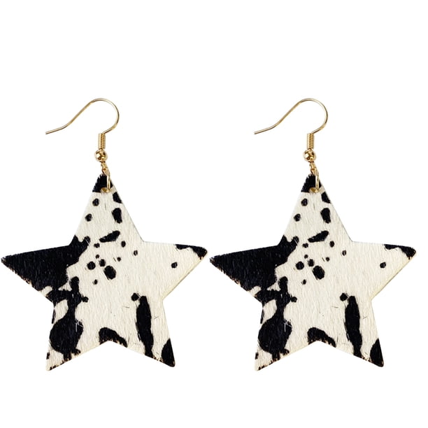 Nueva Vaca Patrón Animal Pendientes de cuero de las mujeres Ronda de la gota de agua Pendientes de cuero elegante colgante de la joyería de las mujeres